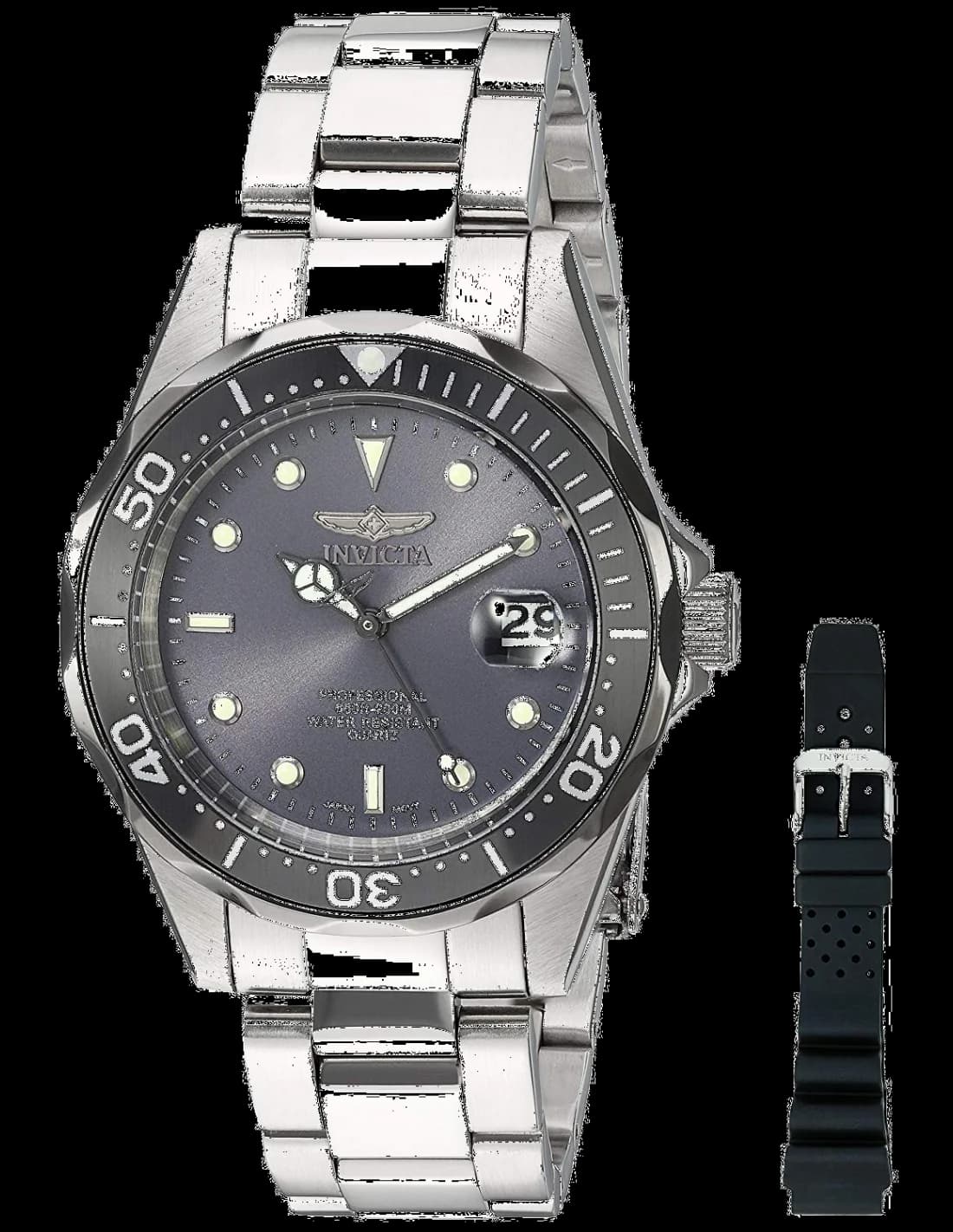 Montre Homme Invicta Pro Diver 12812 Bracelet Argenté En Acier Inoxydable