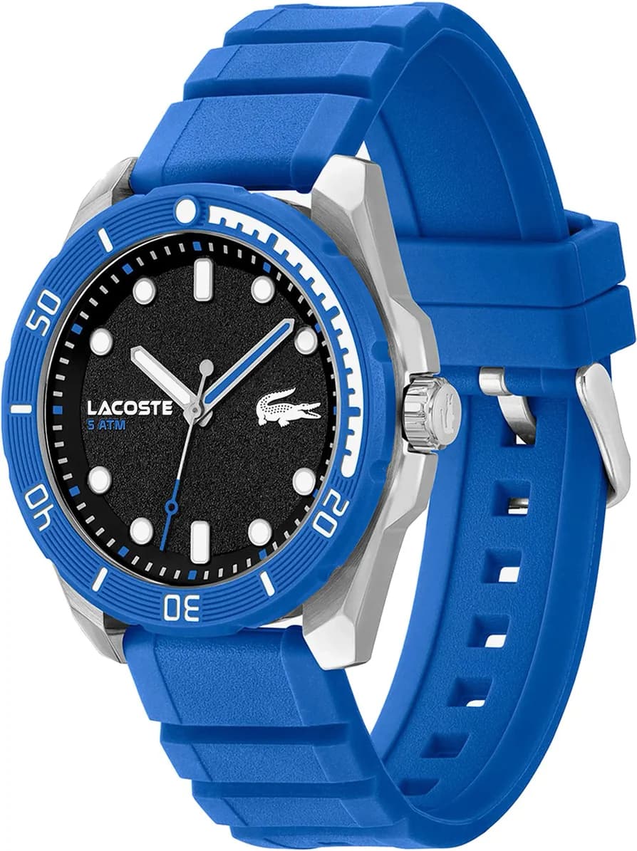 Lacoste Finn 2011285 Blue Silicone Strap and Black Dial Men's Watch vue 2