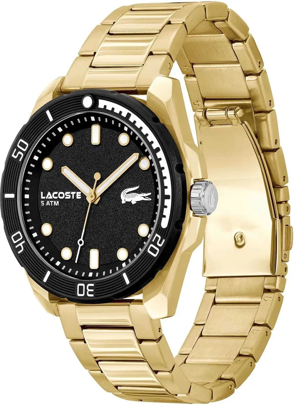 Montre Homme Lacoste Finn 2011287 bracelet en acier doré cadran noir vue 2