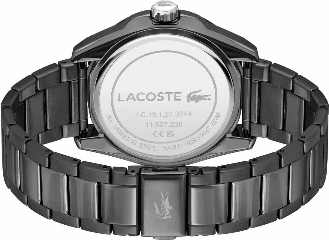 Lacoste 2011288 Grey Steel Bracelet and Black Dial Watch vue 2