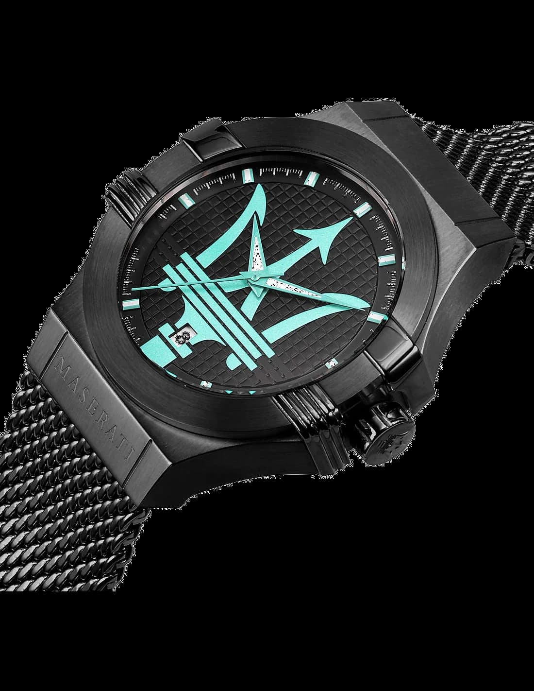 Maserati Potenza Aqua Edition R8853144002 Black Stainless Steel Milanese Mesh Watch vue 2
