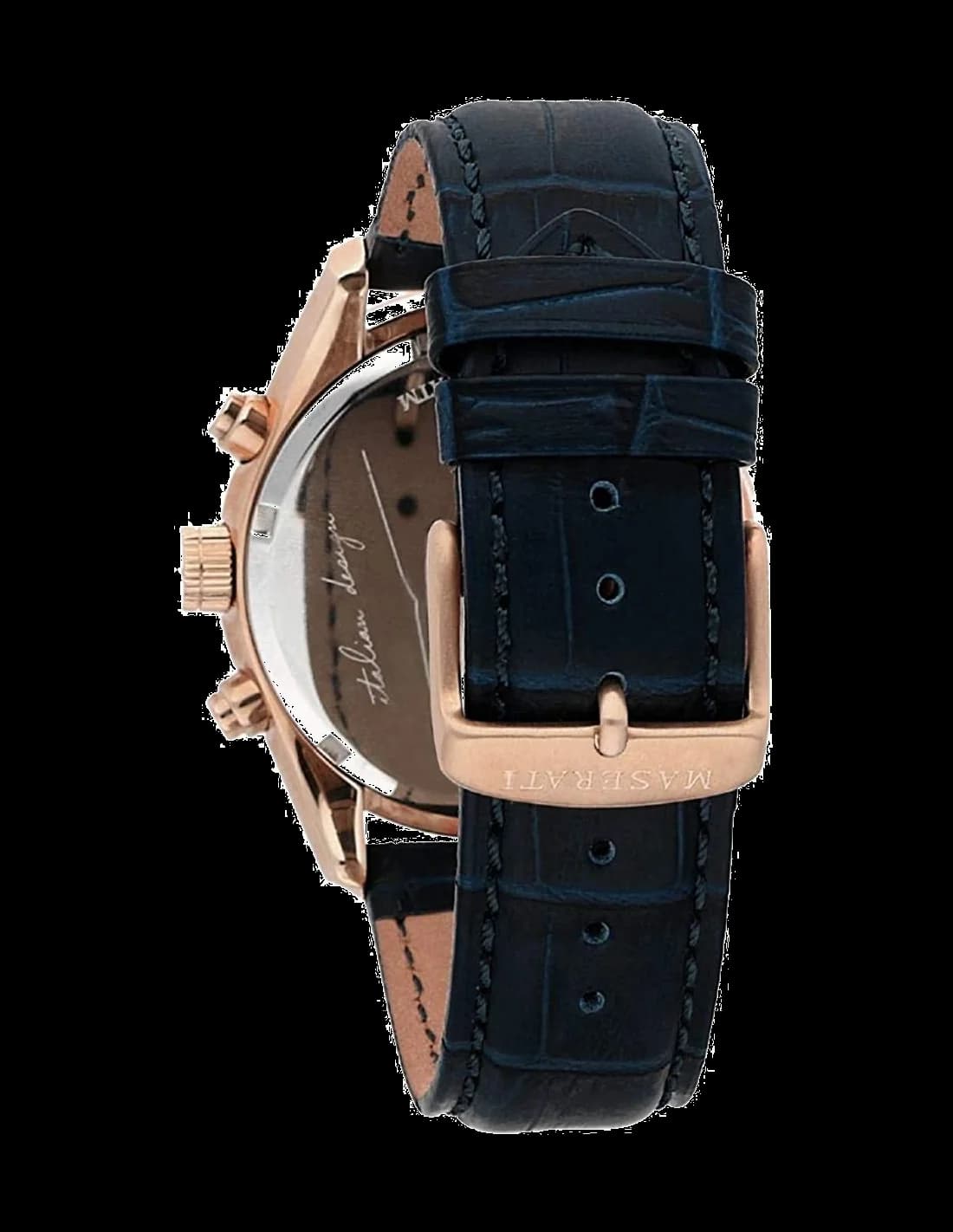 Maserati Traguardo R8871612015 Rose Gold Steel Case Blue Dial Men's Watch vue 2