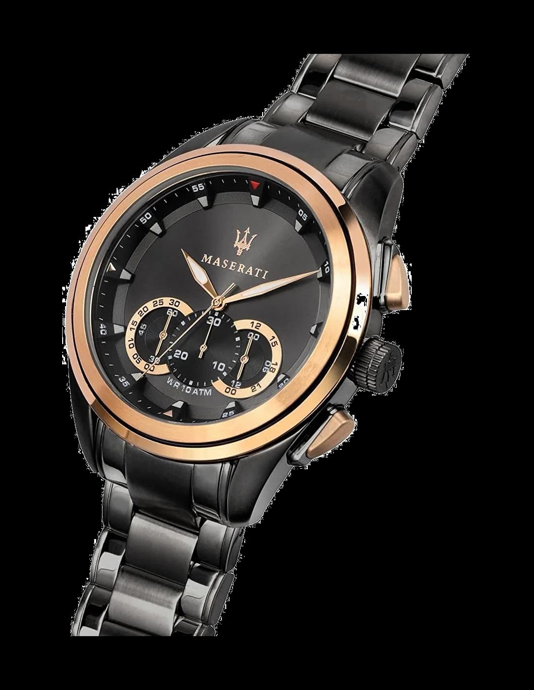 Maserati Traguardo R8873612016 Chronograph Black Steel Rose Gold Accents Men's Watch vue 2