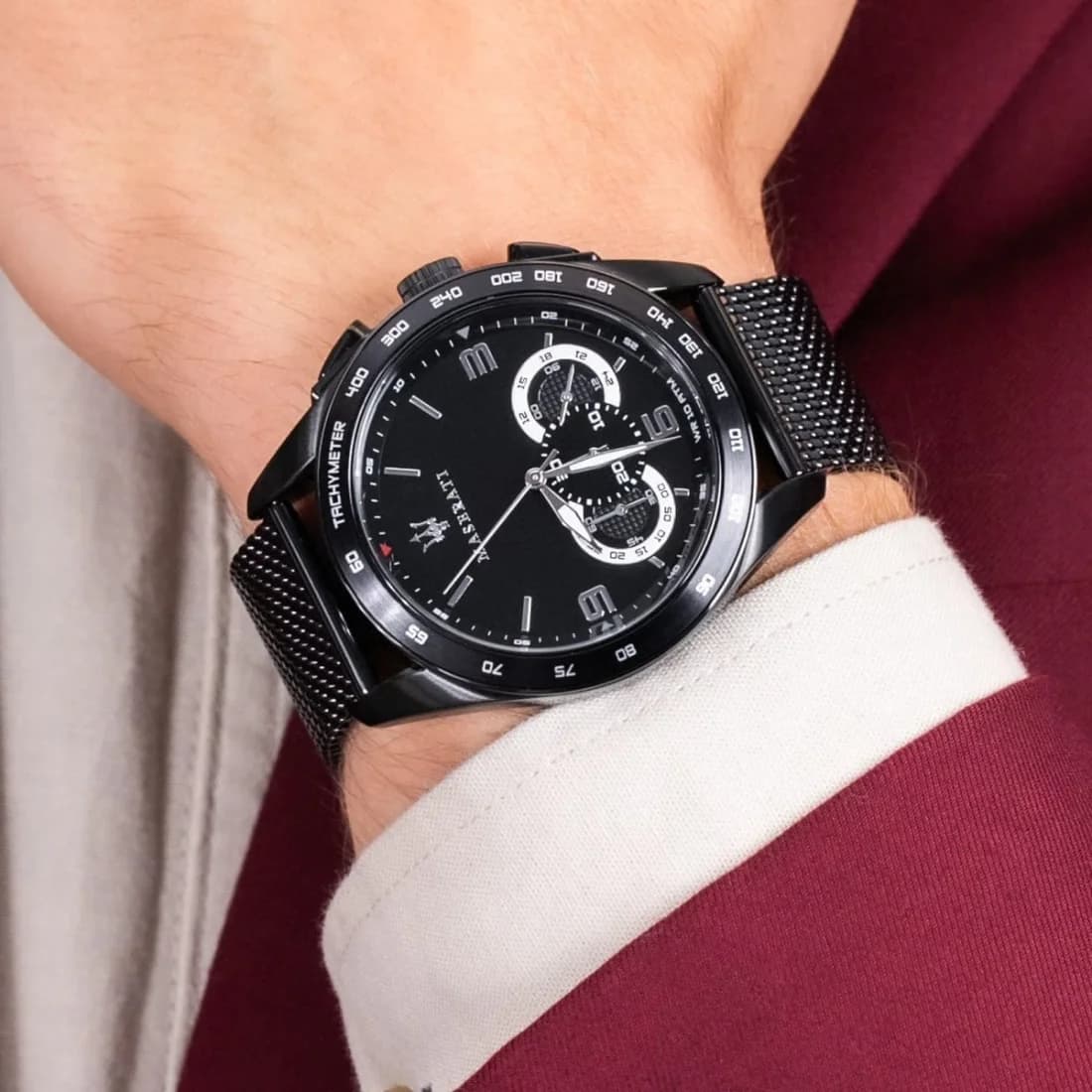 Maserati Traguardo R8873612031 Black Milanese Mesh Men's Watch vue 4