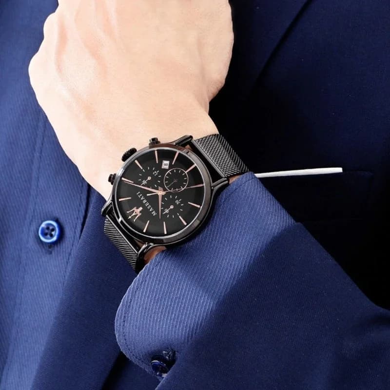Montre Homme Maserati Epoca R8873618006 Maille milanaise noire vue 4