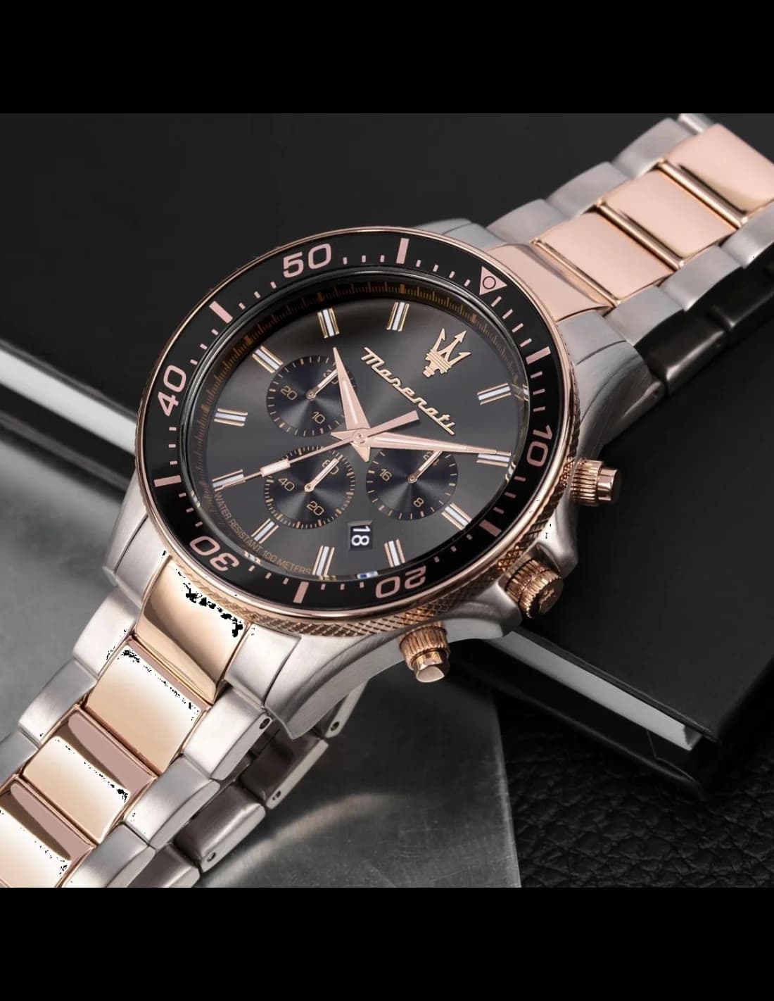 Maserati Sfida R8873640002 Men's Watch Sport Chronograph Rose Gold Details vue 3