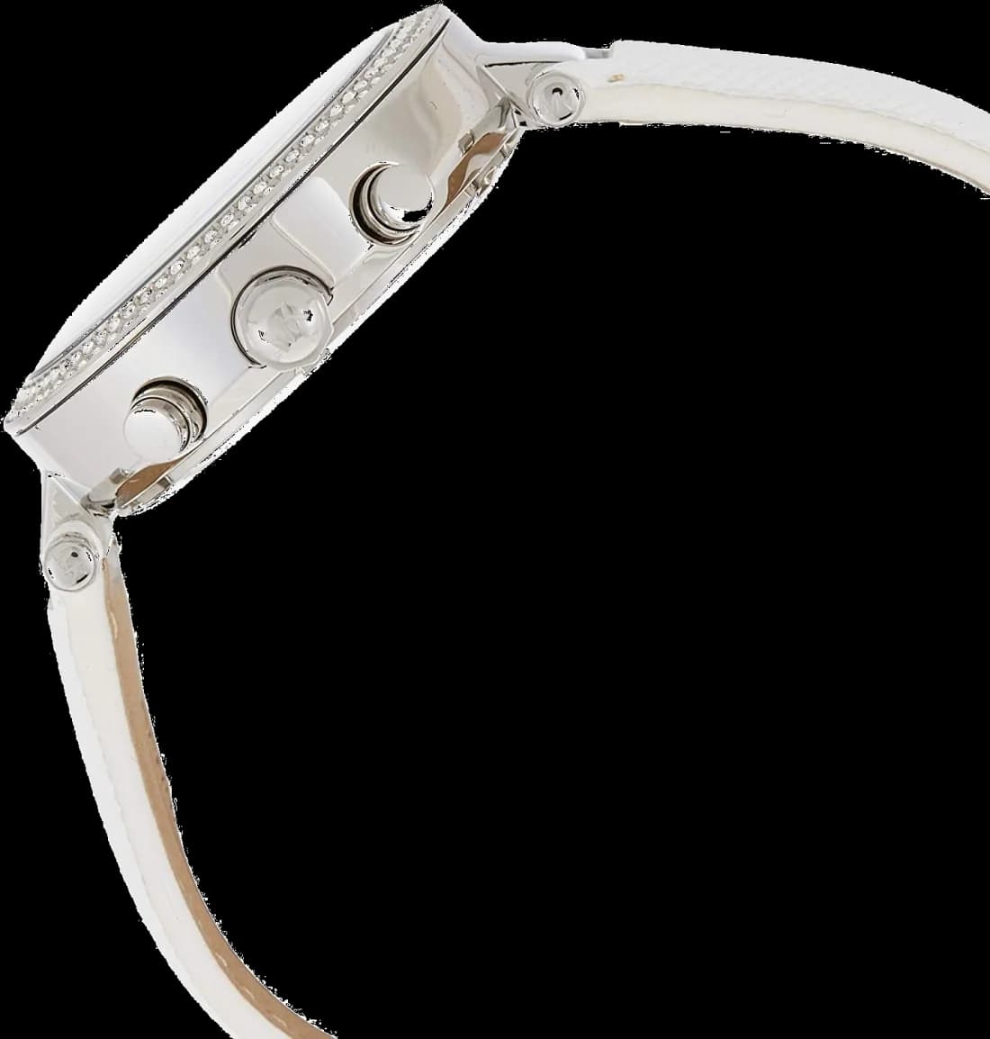 Michael Kors MK2277 White Leather Strap and Crystal Bezel Watch vue 2