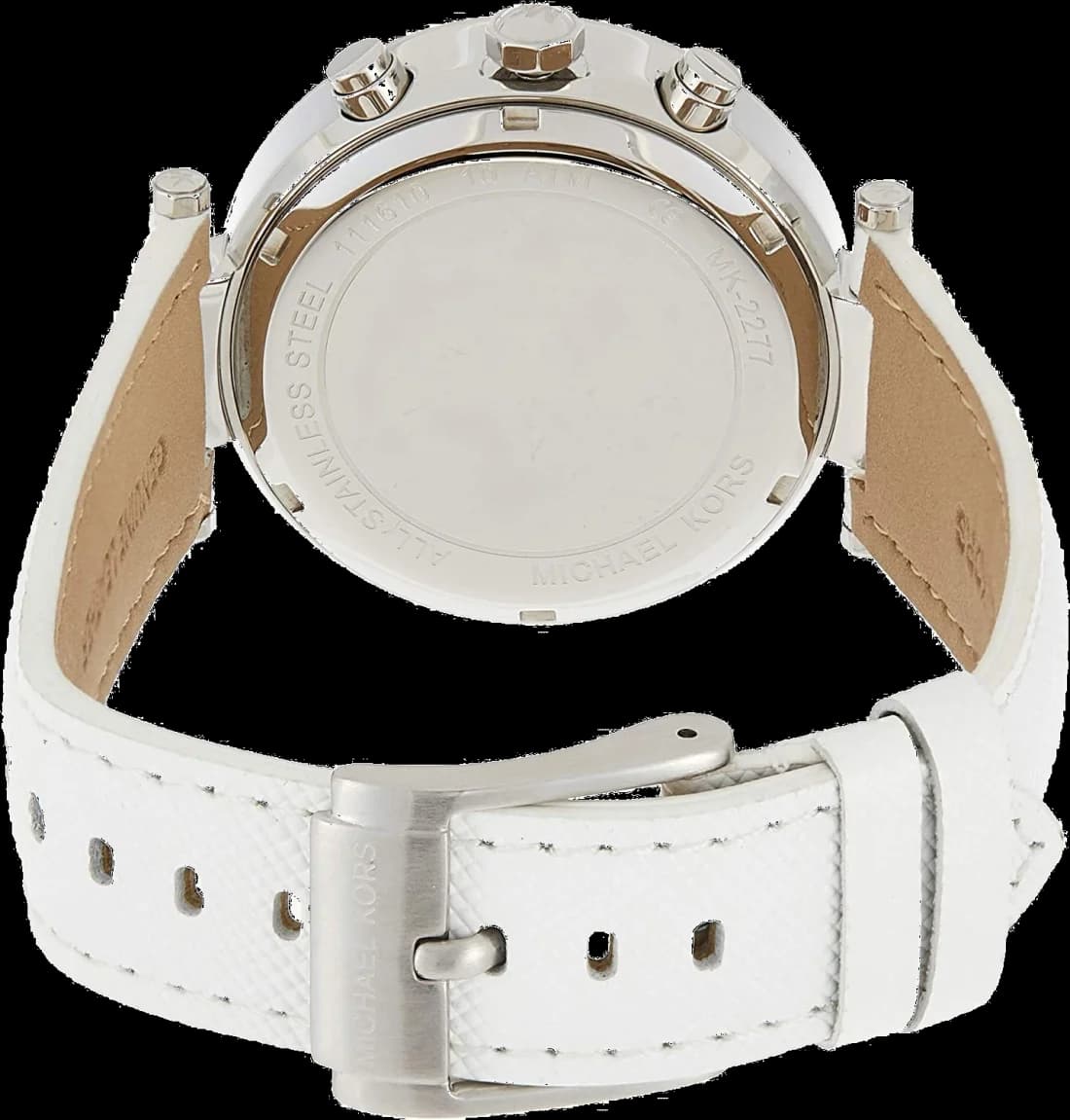Michael Kors MK2277 White Leather Strap and Crystal Bezel Watch vue 3