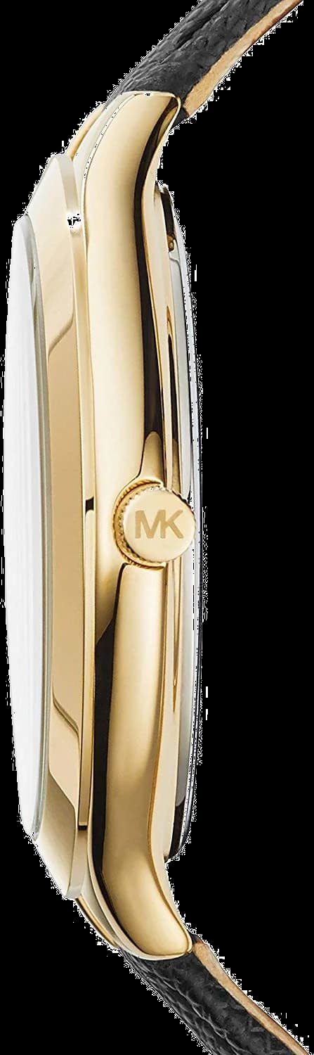 Michael Kors MK2392 Gold Dial Black Leather Strap Watch vue 2
