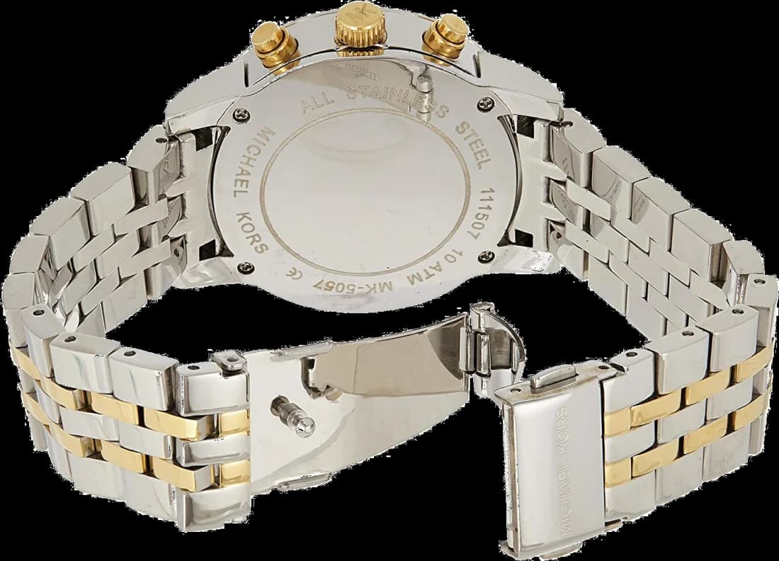 Montre Michael Kors Ritz MK5057 Chronomètre cadran nacre bracelet bi-ton doré argent vue 4