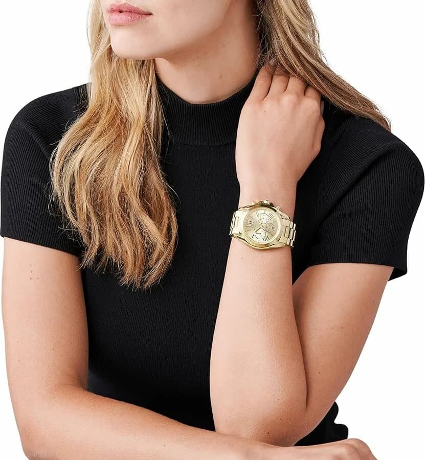 Michael Kors MK5605 Bradshaw Gold-Tone Chronograph Watch vue 5