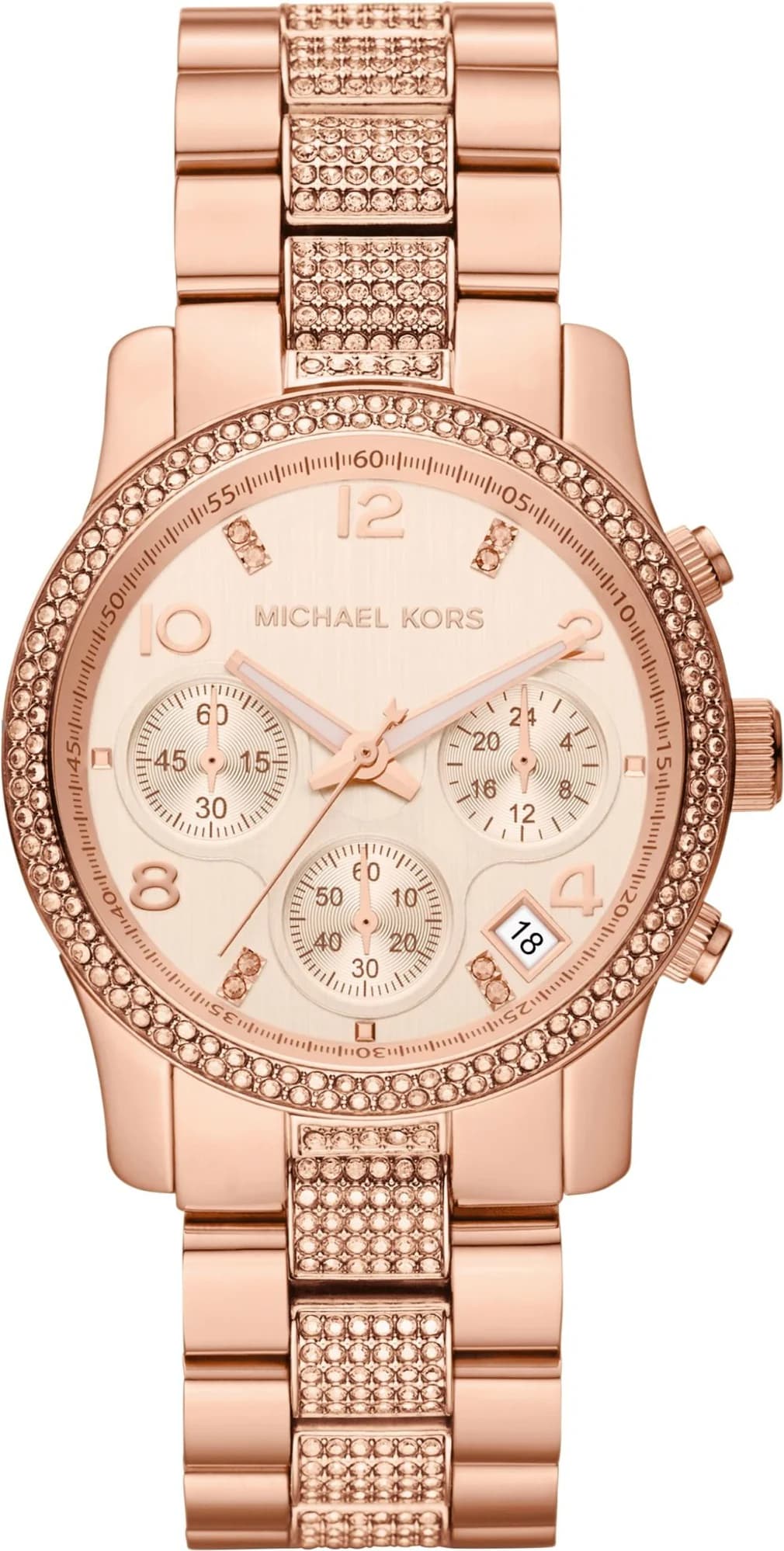 Michael Kors MK5827 Runway Stainless Steel Rose Gold and Crystal Women's Watch vue 3