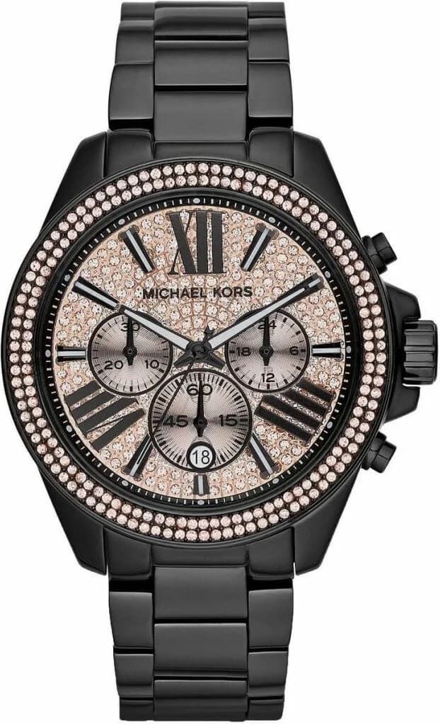 Michael Kors MK5879 Pink Glitter Dial and Crystal Bezel Women's Watch vue 3