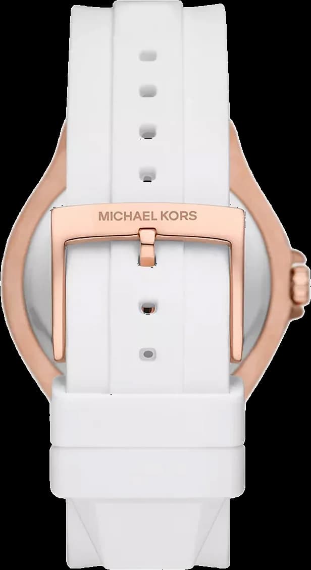 Michael Kors MK7248 Lennox White Silicone and Pavé Rose Gold Tone Watch vue 2
