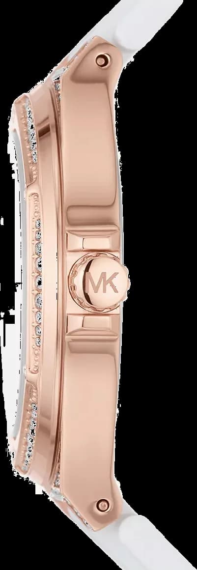 Michael Kors MK7248 Lennox White Silicone and Pavé Rose Gold Tone Watch vue 3