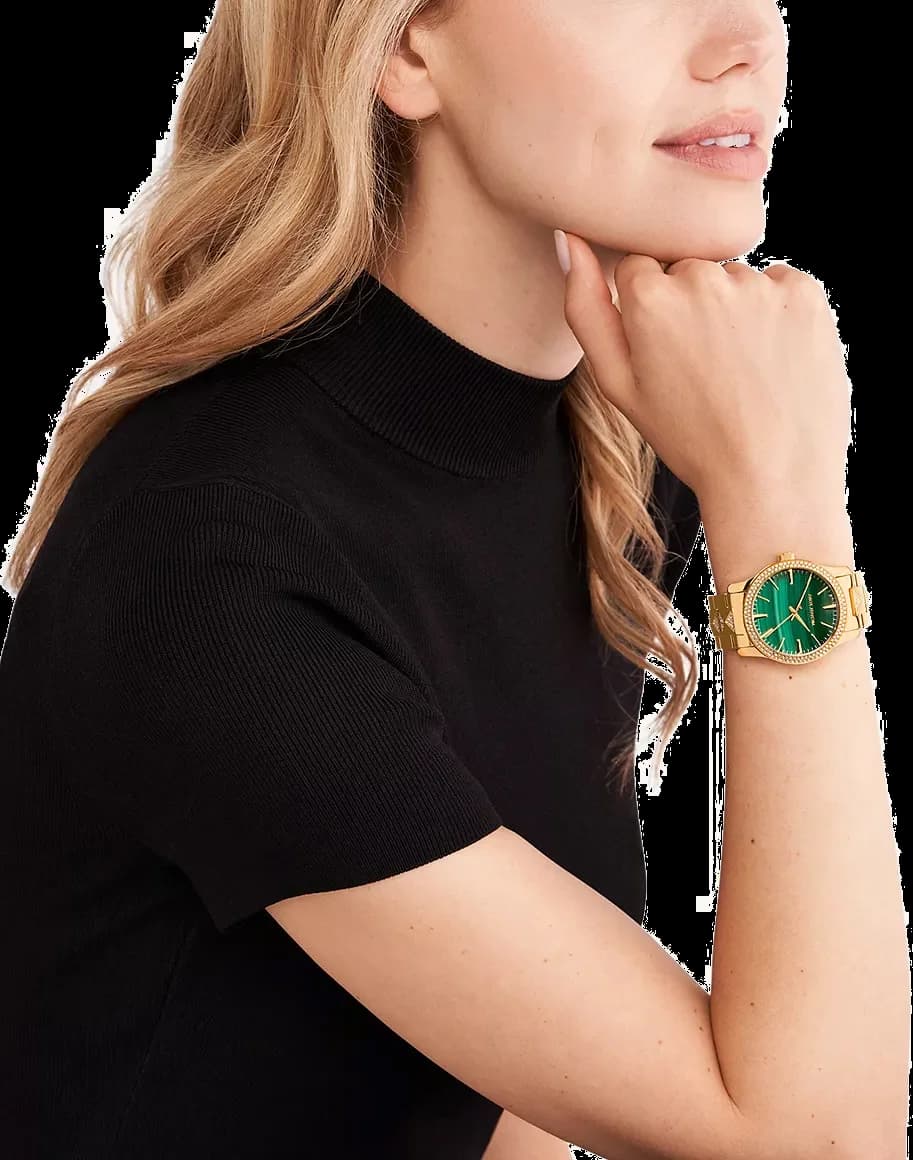 Michael Kors Runway MK7390 Green Crystal-Embellished Dial Watch vue 4