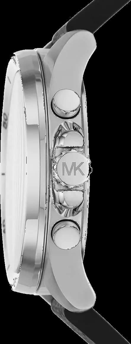 Montre chronographe Michael Kors Brecken MK8850 de couleur noire bande en toile à signature imprimée vue 4