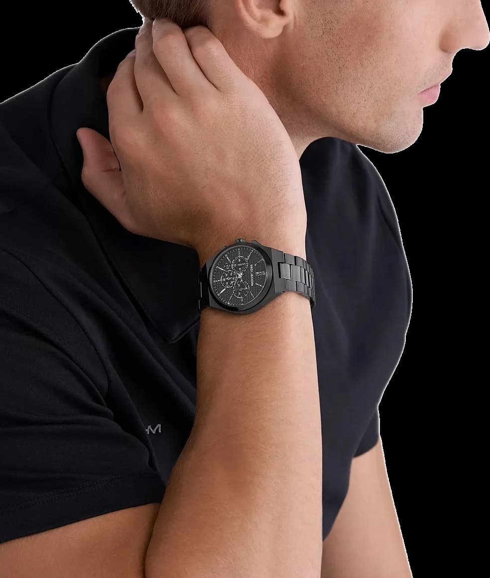 Michael Kors Lennox MK9146 Black Dial and Strap Men's Chronograph Watch vue 4