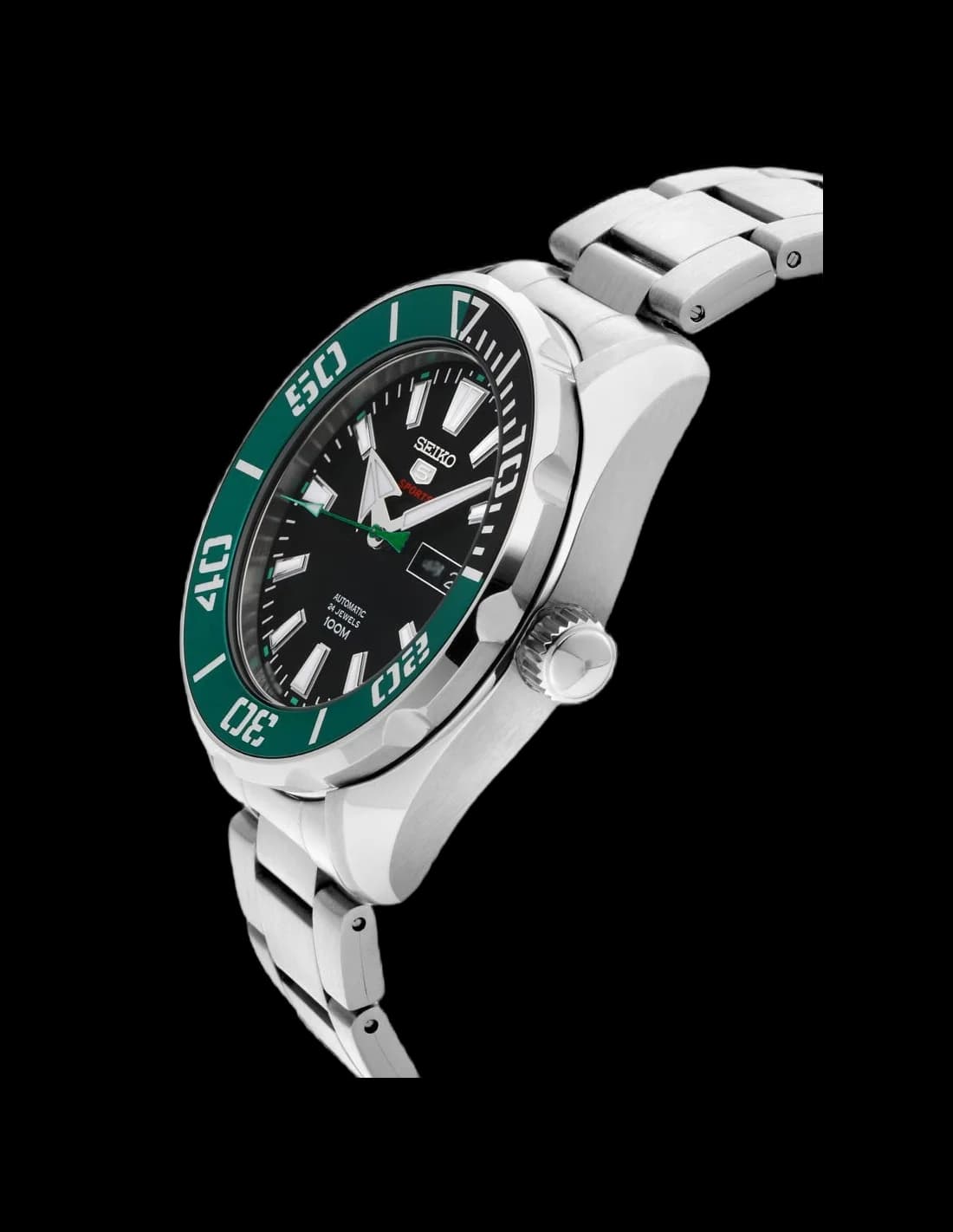 Seiko SRPC53K1 Automatic Stainless Steel Watch with Black and Green Dial vue 2