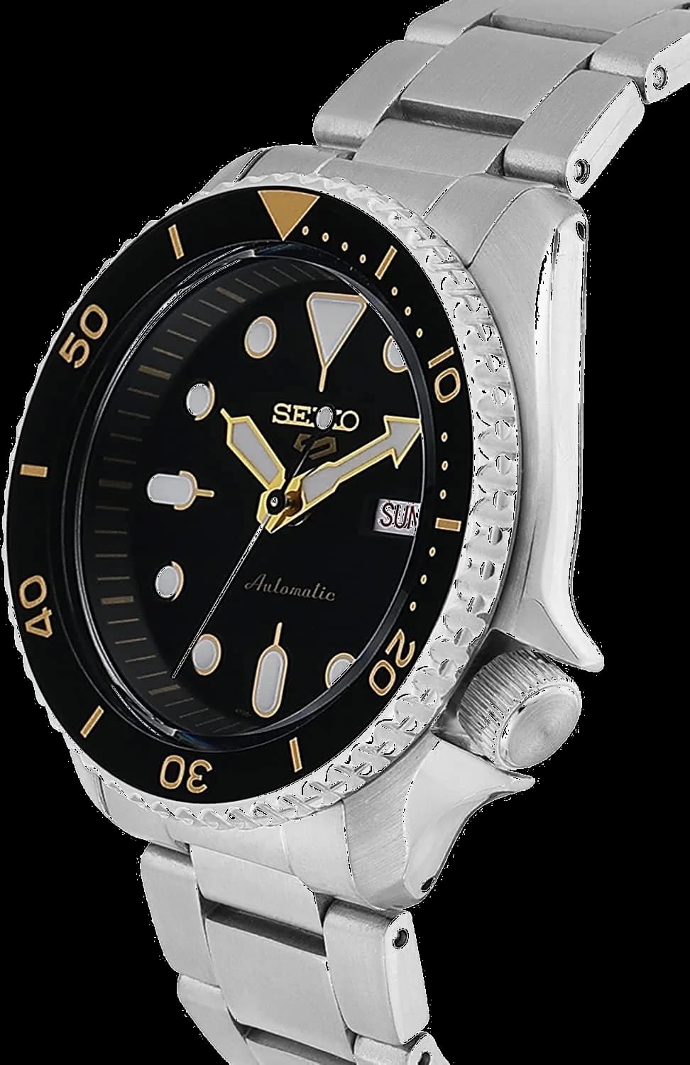Seiko SRPD57K1 Automatic Stainless Steel Men's Watch Black and Gold Dial vue 2