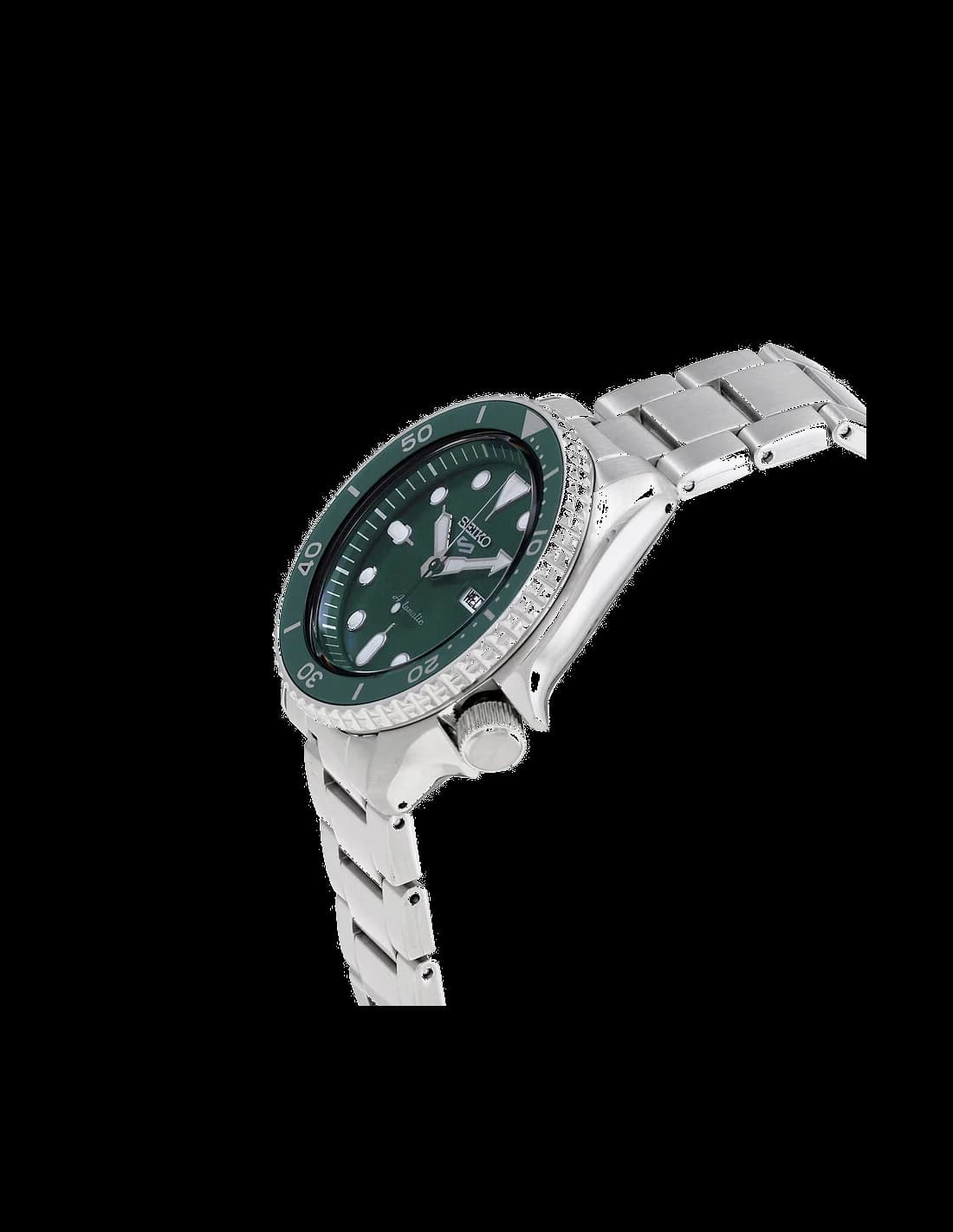 Seiko SRPD61K1 Automatic Stainless Steel Green Dial Watch vue 3