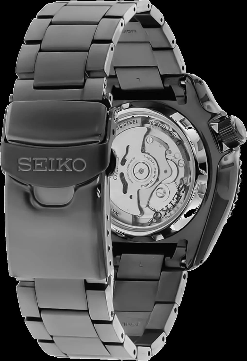 Seiko SRPD65K1 Automatic Black PVD Steel and Nylon Strap Watch vue 2