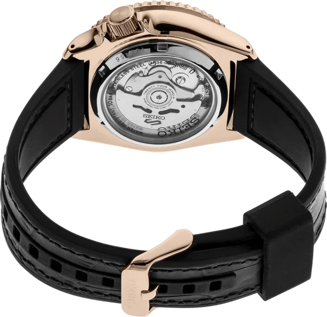 Seiko SRPD76K1 Automatic 5 Sports Rose Gold Finish and Silicone Men's Watch vue 4