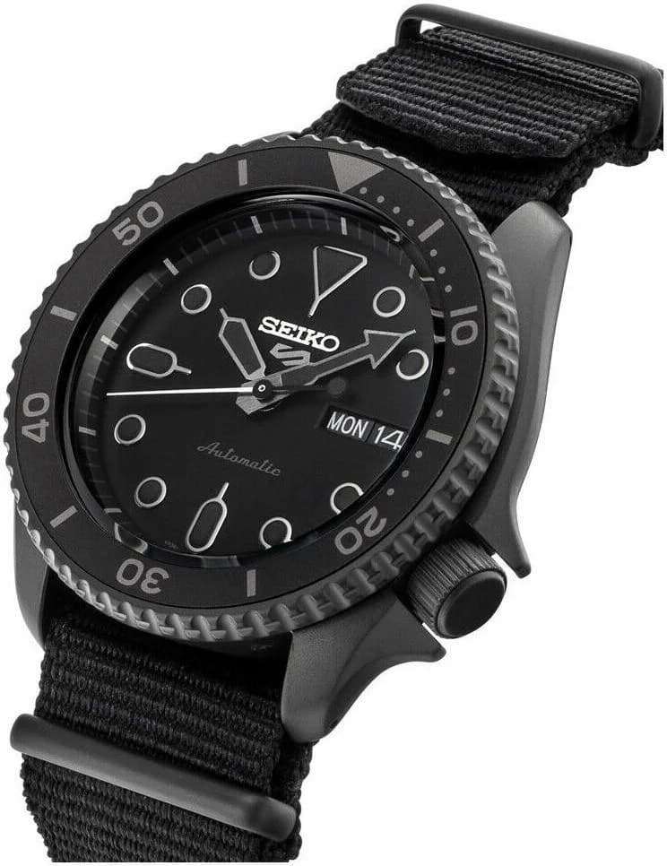 Seiko SRPD79K1 Automatic Black Matte Fabric Strap Men's Watch vue 2