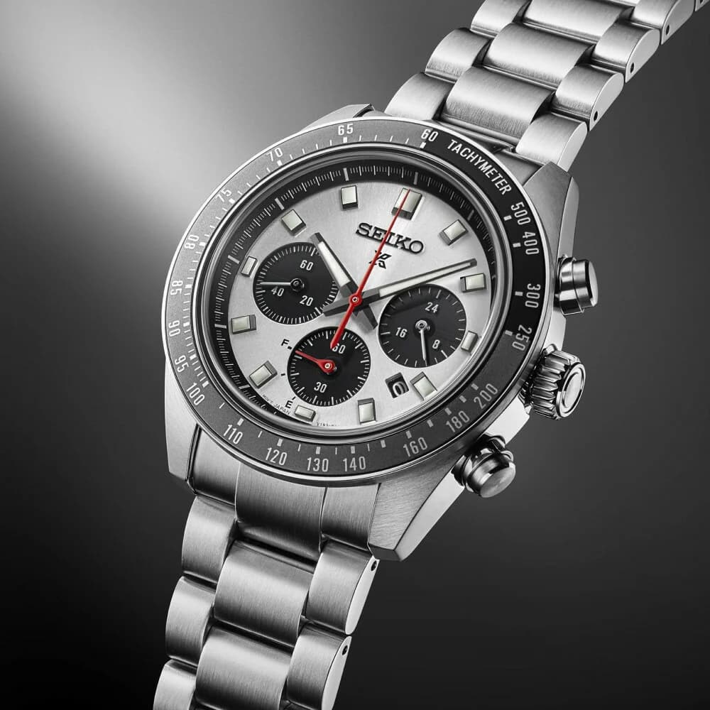 Seiko SSC911P1 Prospex Speedtimer Solar Stainless Steel Silver Watch vue 2