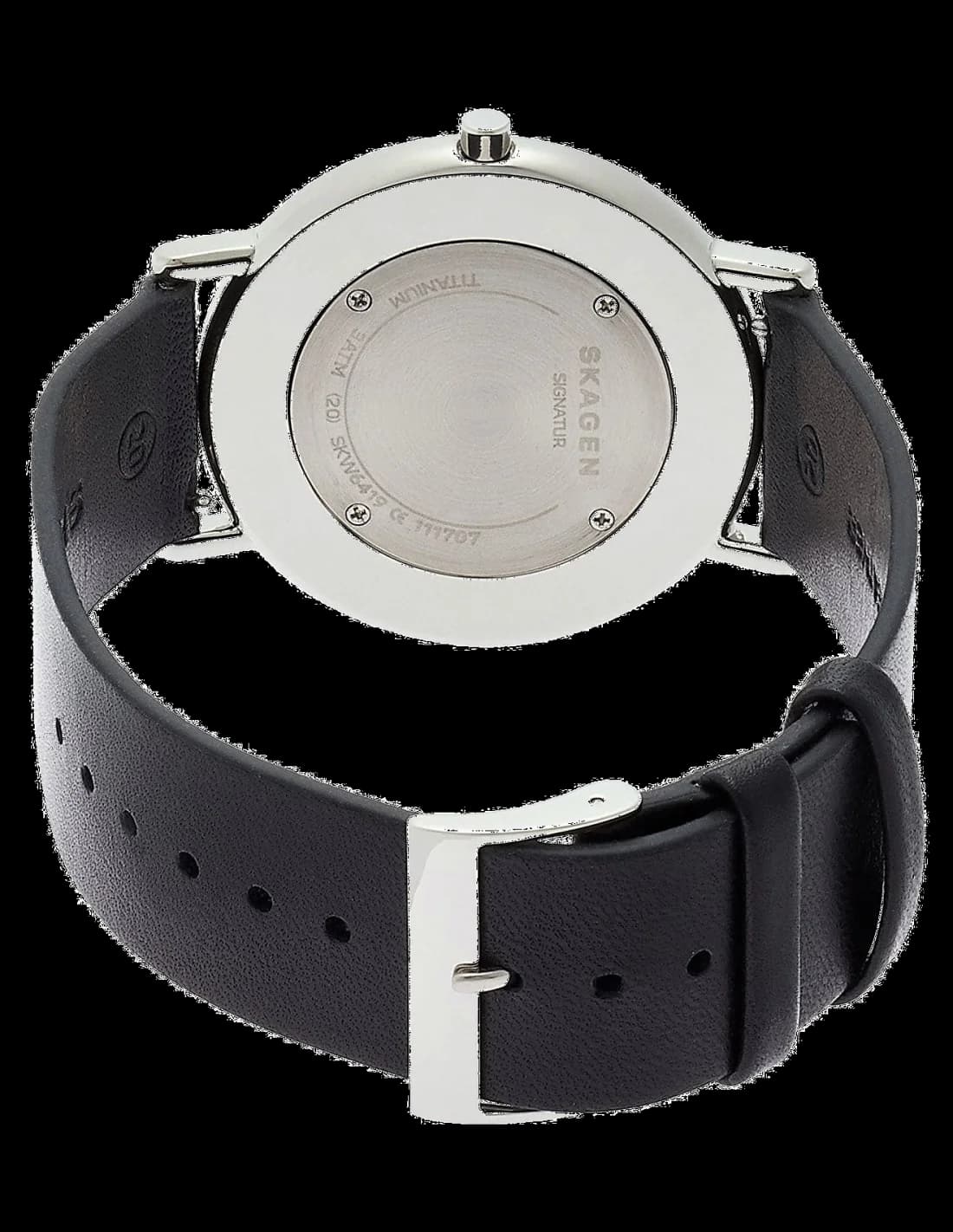 Skagen SKW6419 Black Leather Strap Ultra-Thin Case Watch vue 2
