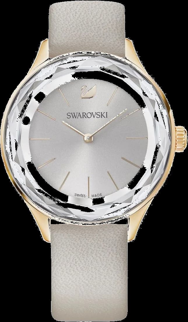 Swarovski 5295326 Octea Lux Grey Crystal Bezel and Leather Watch
