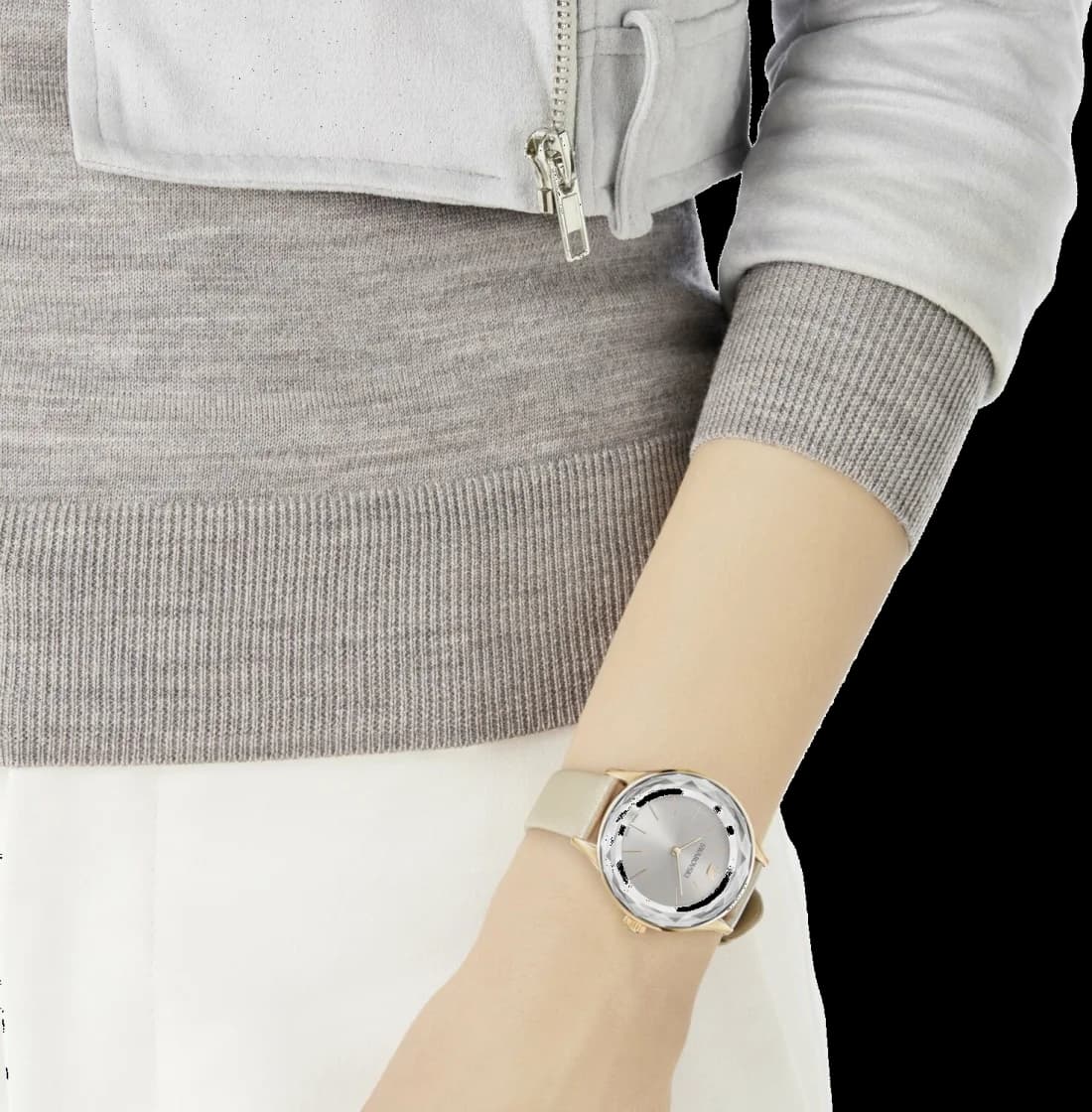 Swarovski 5295326 Octea Lux Grey Crystal Bezel and Leather Strap Women's Watch vue 3