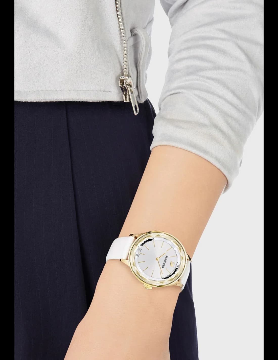 Swarovski Octea Nova 5295337 White Leather Strap Women's Watch vue 3