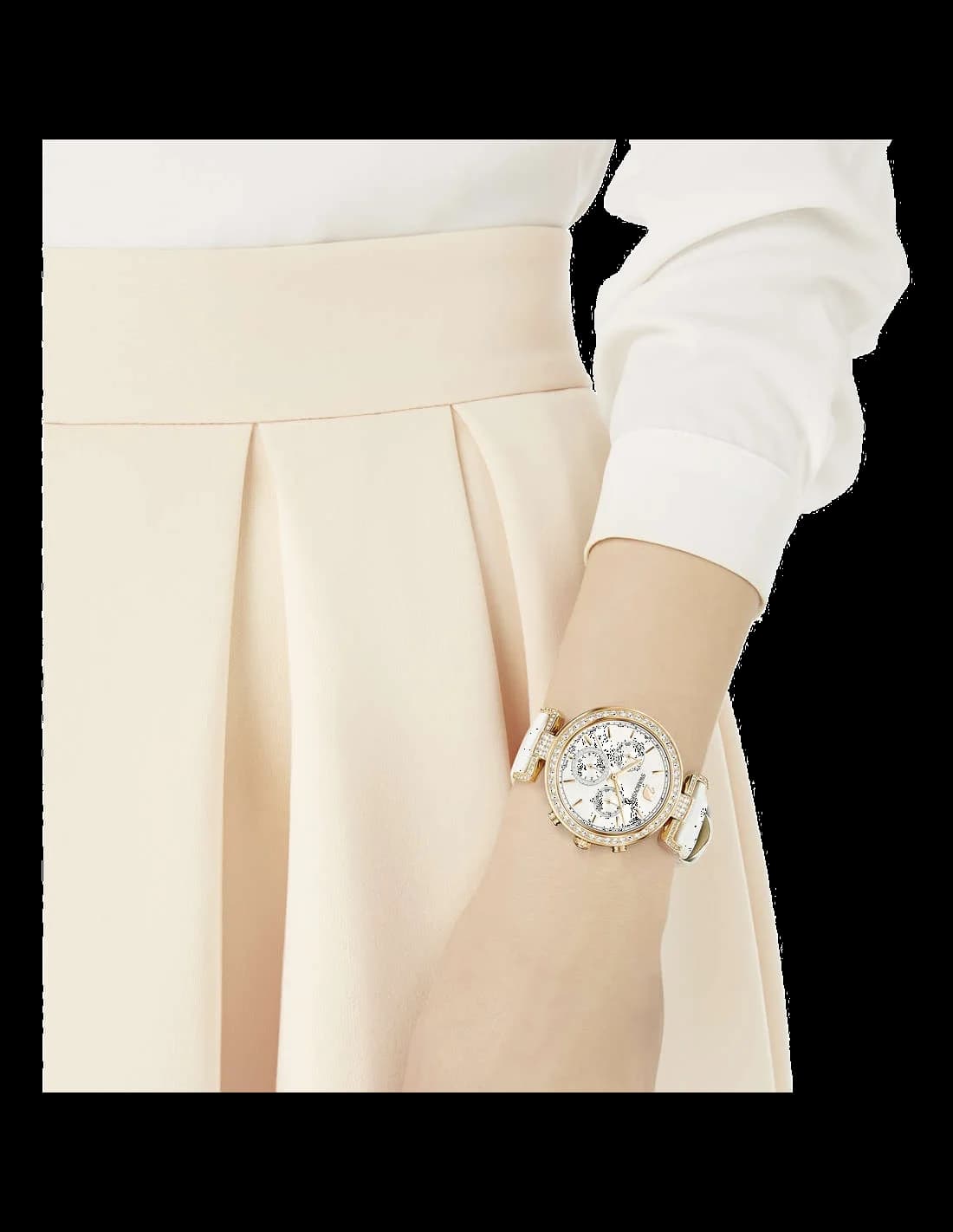 Swarovski 5295369 Era Journey White Leather Strap Watch with Diamonds vue 4