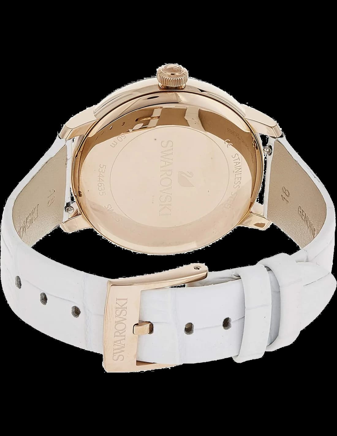 Montre Femme Swarovski Crystalline Oval 5344635 bracelet cuir blanc vue 2