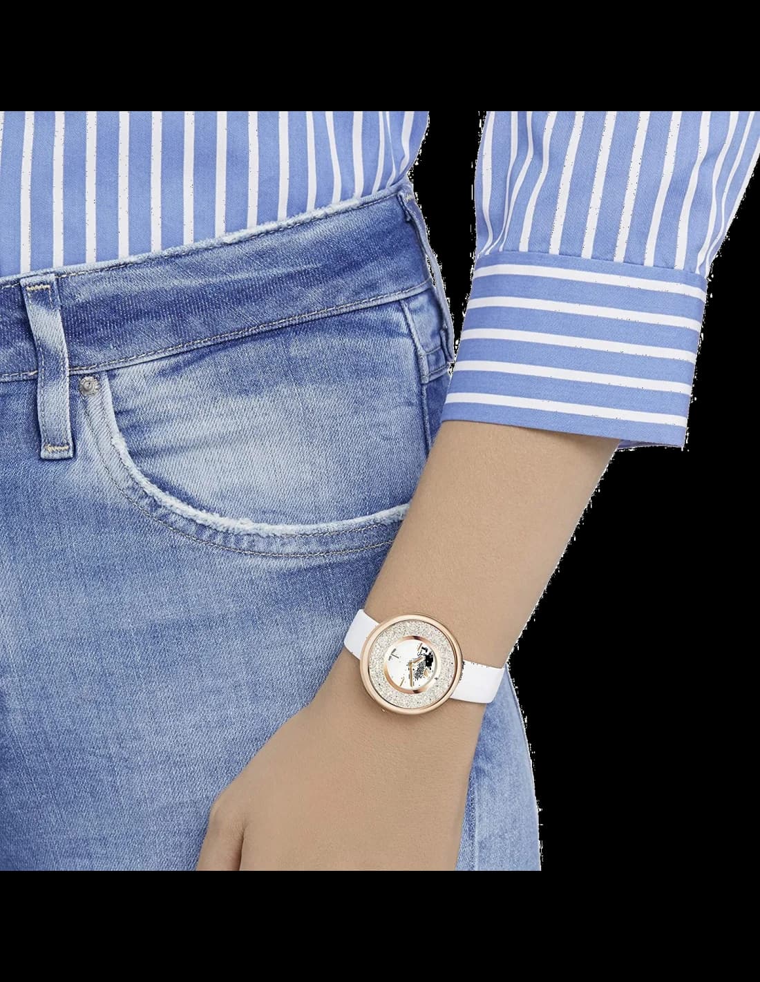 Montre Femme Swarovski Crystalline Pure 5376083 bracelet en cuir blanc vue 3