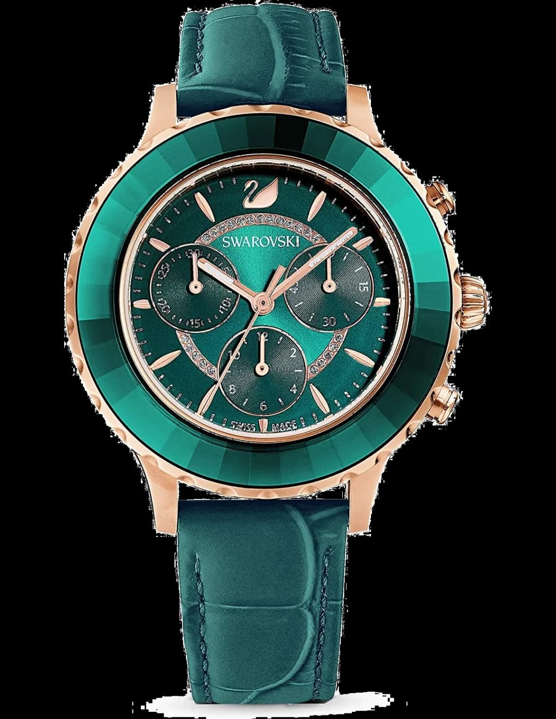 Swarovski 5452498 Octea Lux Emerald Green Chronograph Leather Watch