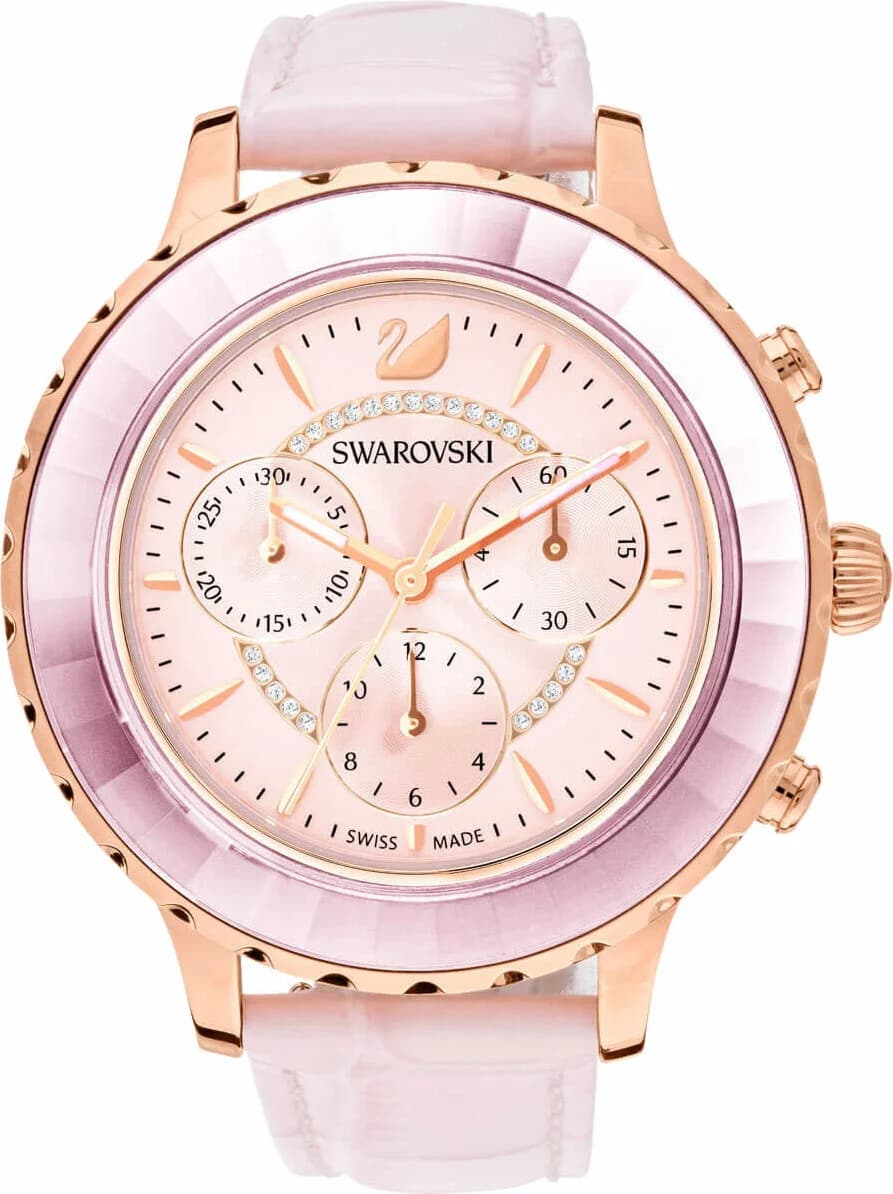 Swarovski Octea Lux 5452501 Chronograph Women's Watch Pink Leather Strap