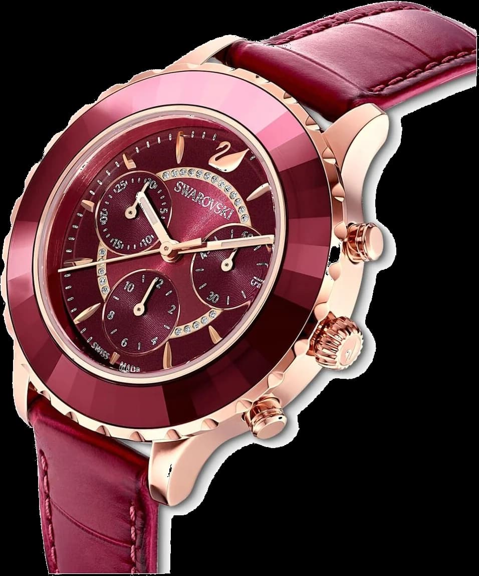 Swarovski 5547642 Octea Lux Chrono Red Leather Women's Watch vue 2
