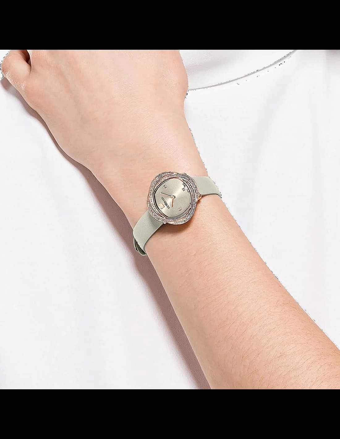 Swarovski 5552424 Crystal Flower Beige Leather Women's Watch vue 2