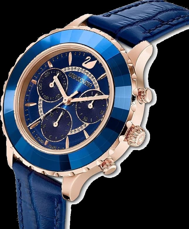 Swarovski 5563480 Octea Lux Chrono Blue Leather Strap Watch vue 2