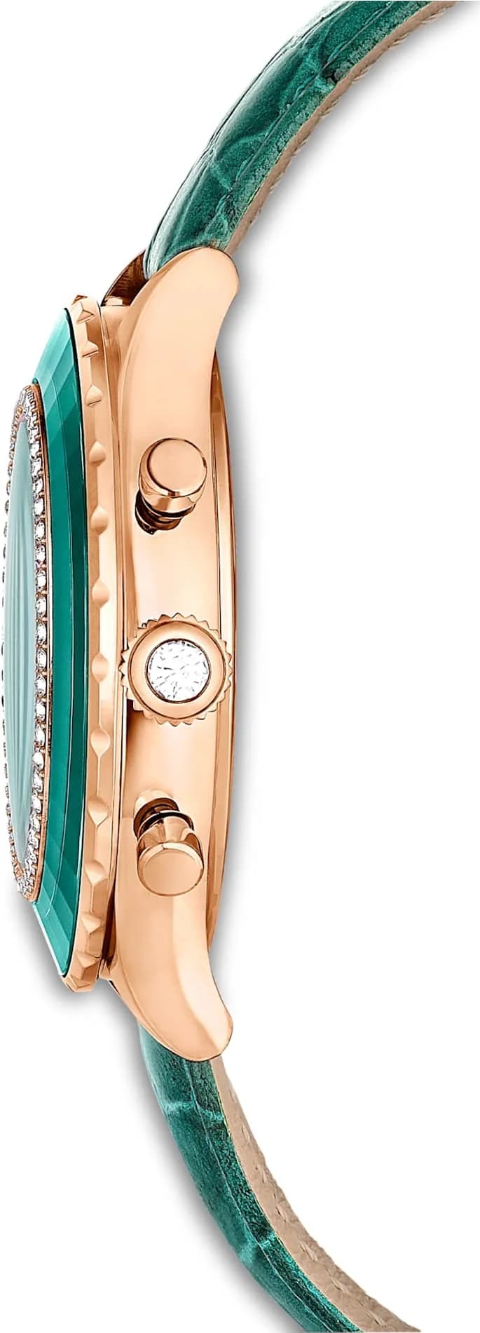 Swarovski Octea Lux Chrono 5672931 Green Leather Strap Rose Gold Finish Watch vue 6