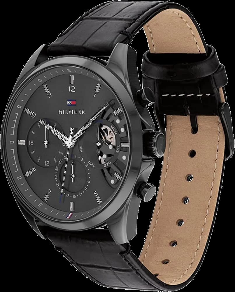 Tommy Hilfiger 1710452 Baker Skeleton Steel and Leather Strap Watch vue 3