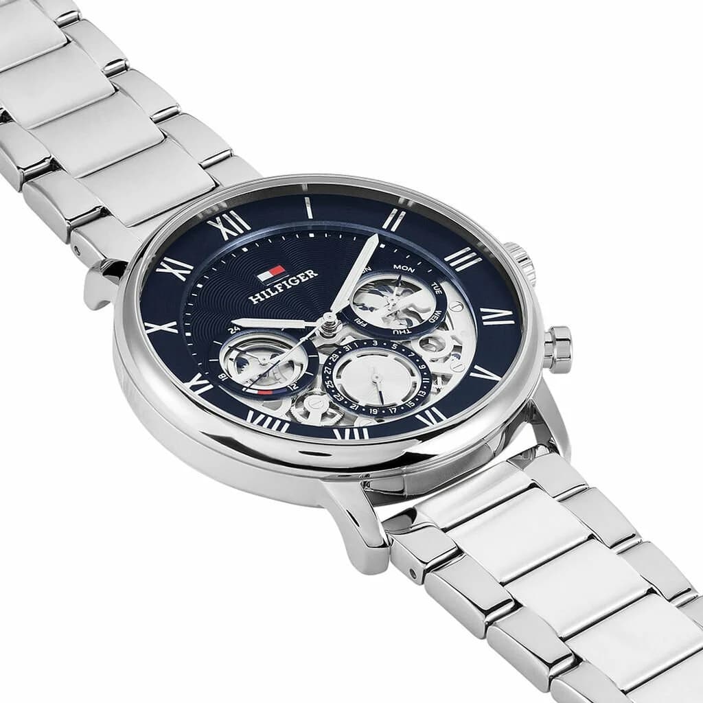 Tommy Hilfiger 1710569 Legend Silver Stainless Steel Skeleton Blue Dial Watch vue 2
