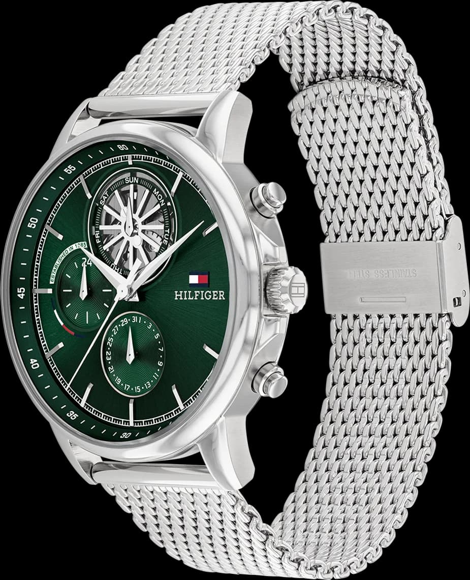 Montre Tommy Hilfiger 1710608 Stewart Acier Maille Milanaise Cadran Vert vue 2