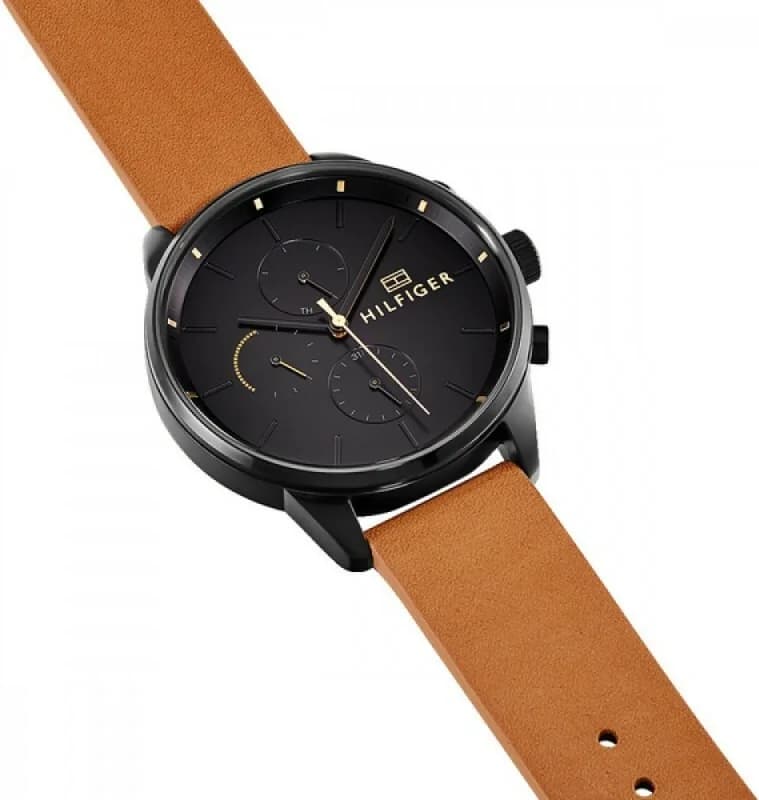 Montre Tommy Hilfiger 1791486 Cadran Bleu Foncé et Bracelet Cuir Marron vue 2