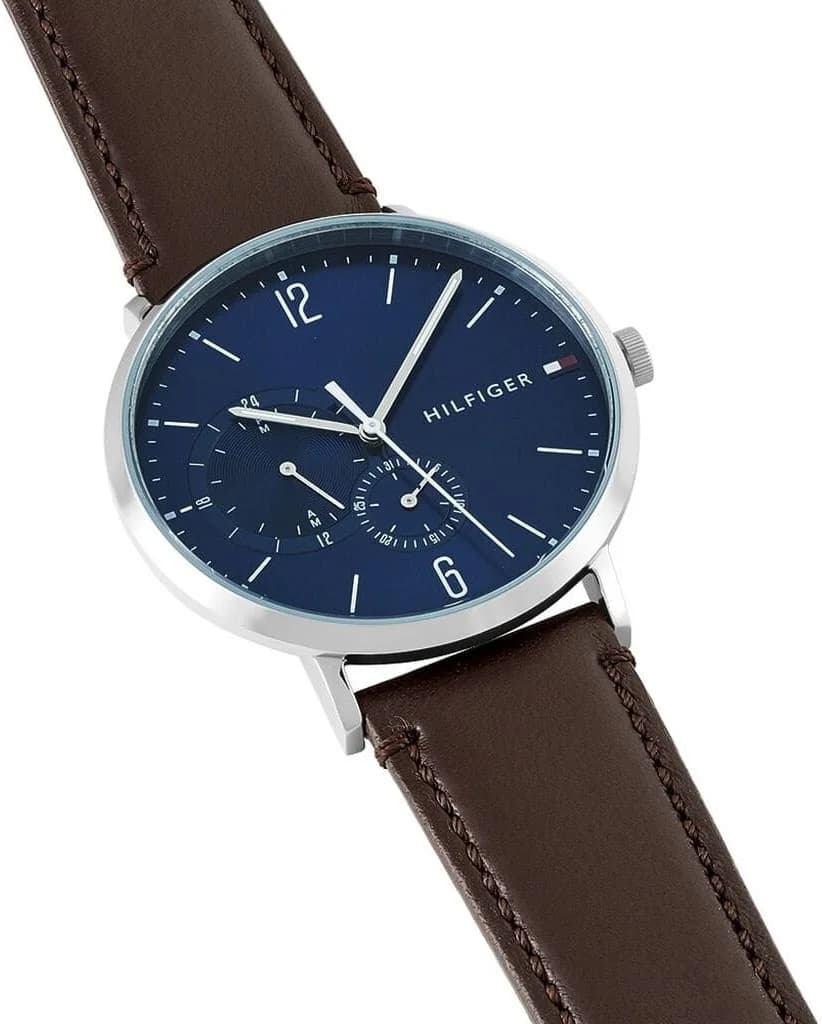 Montre Tommy Hilfiger 1791508 Boîtier Argenté et Bracelet Cuir Marron vue 2