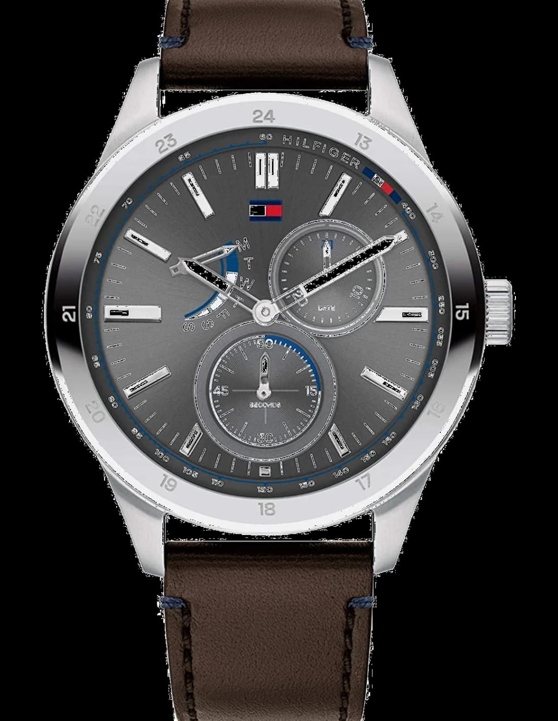 Montre Homme Tommy Hilfiger 1791637 Austin Cadran Bleu et Cuir Marron