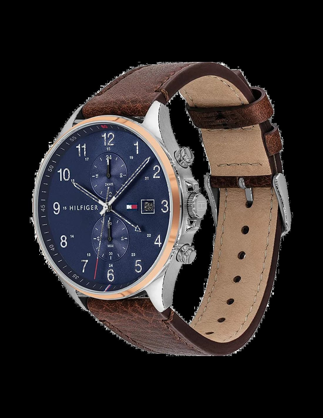 Montre Tommy Hilfiger 1791712 Boîtier Doré et Bracelet Cuir Marron vue 2