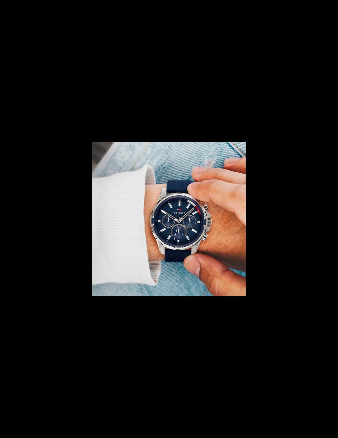 Montre Tommy Hilfiger 1791791 en silicone bleu et boîtier 45 mm vue 4